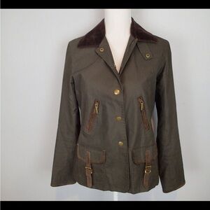 Ralph Lauren Khaki Utility Jacket with Dark Brown Trim
